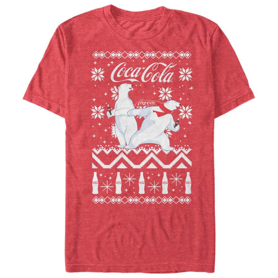 Coca Cola Men’s Ugly Christmas Polar Bear  T Shirt