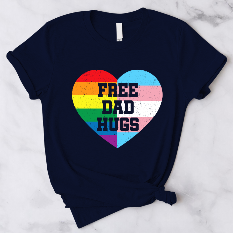 Mens Free Dad Hugs T Shirts Pride Gift Lgbt Rainbow Flag Family