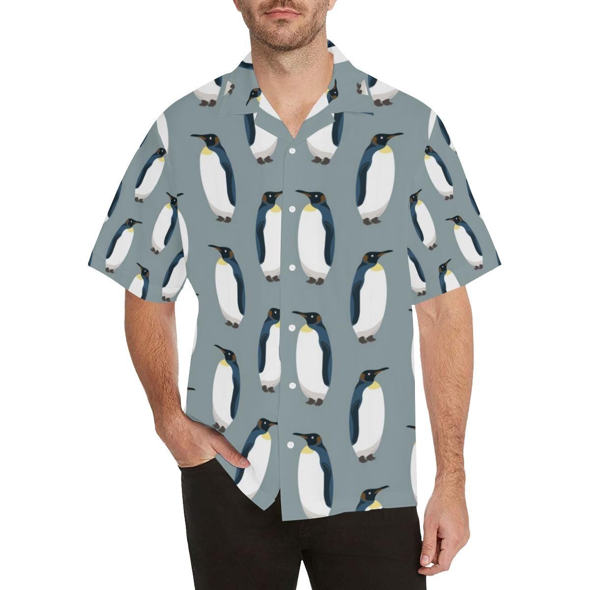 Penguin Pattern Theme Men’S All Over Print Hawaiian Shirt