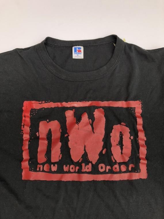 New World Order Nwo Wrestling Vintage Red Black Shirt 50 50 Soft Thin Fighting Sports Ufc Wwe Black 9S 1990S Russell Athletic Wwe Shirt