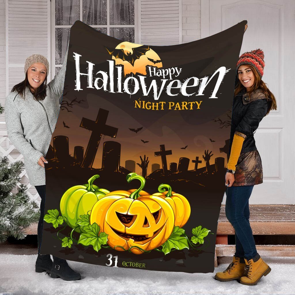 Happy Halloween Night Party Gift Fleece Blanket – Quilt Blanket