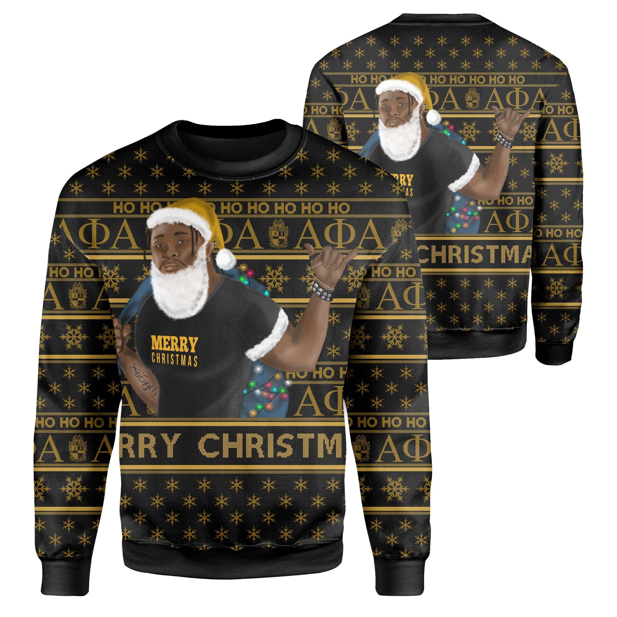 Fraternity Sweatshirt – Christmas Alpha Phi Alpha Sweatshirt Best Black