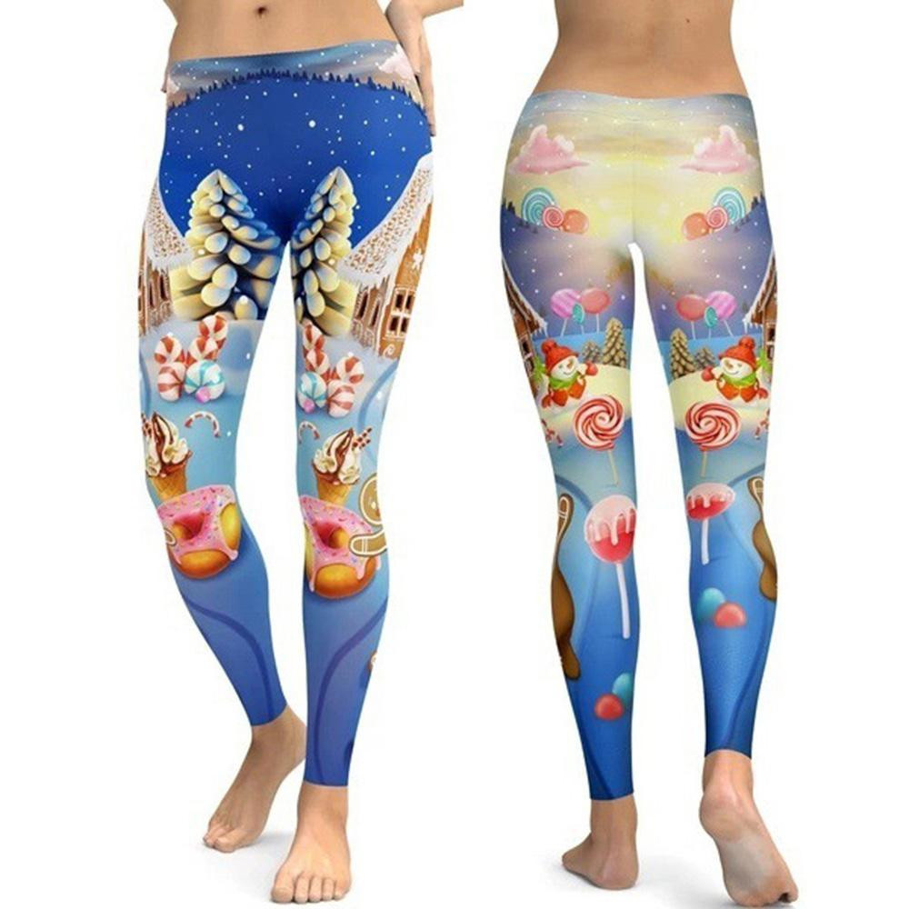 Christmas Leggings, Snowman & Sweet Candy For Sports, Yoga, Workout Fitness, Women Gift