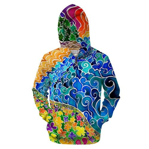 Colorful Surf Zip-up Hoodie