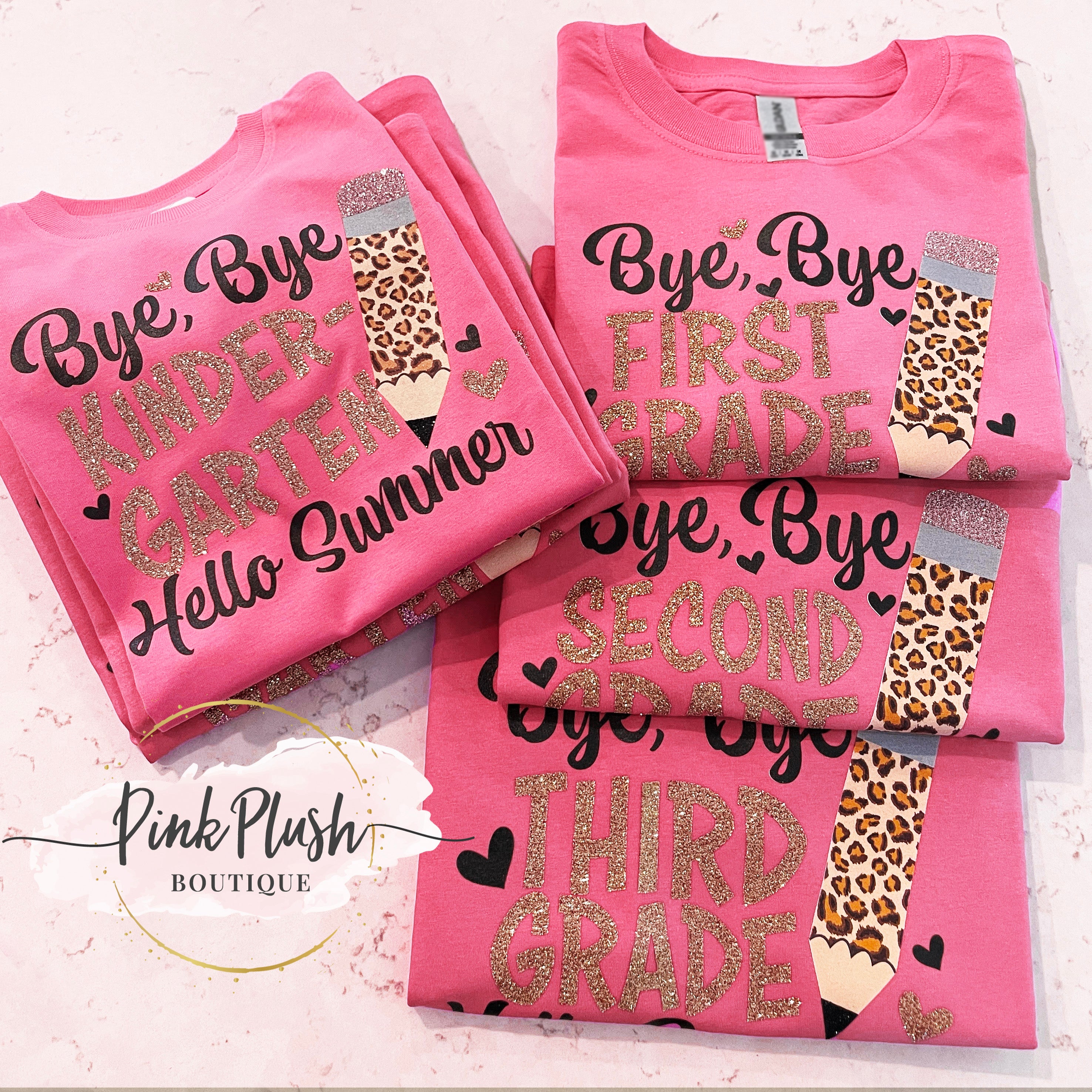 New! “Bye School, Hello Summer” Leopard T-Shirt (Preschool – 5Th Grade) – Hot Pink