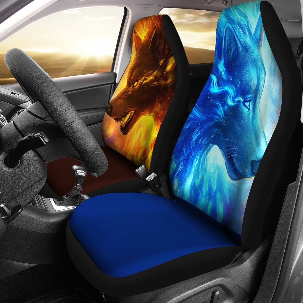 Wolves Fire And Ice Animal Car Seat Cover