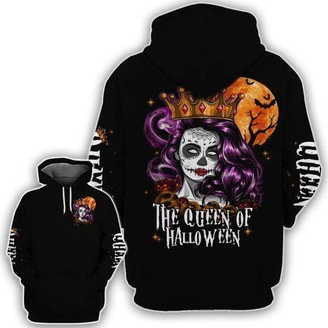 Skull The Queen Of Halloween Hoodie 3D