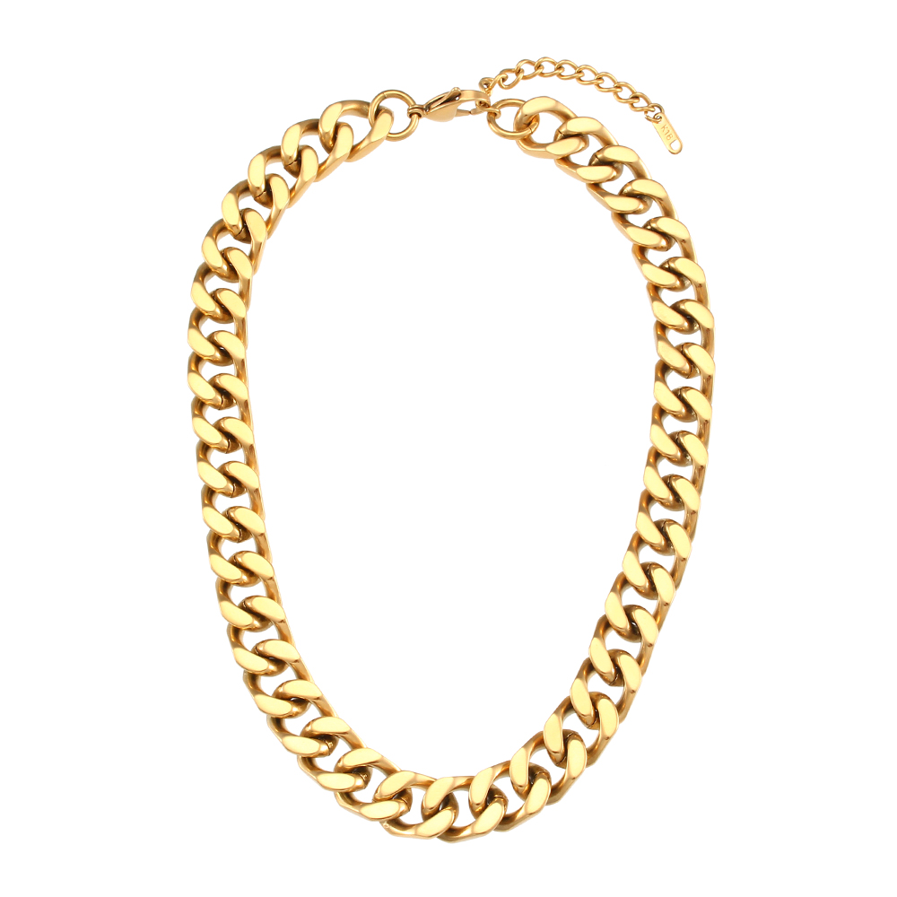 2021 New Trendy Stainless Steel 18K Gold Plated Tarnish Free Chunky Cuban Chain Necklaces For Women Hiphop alx