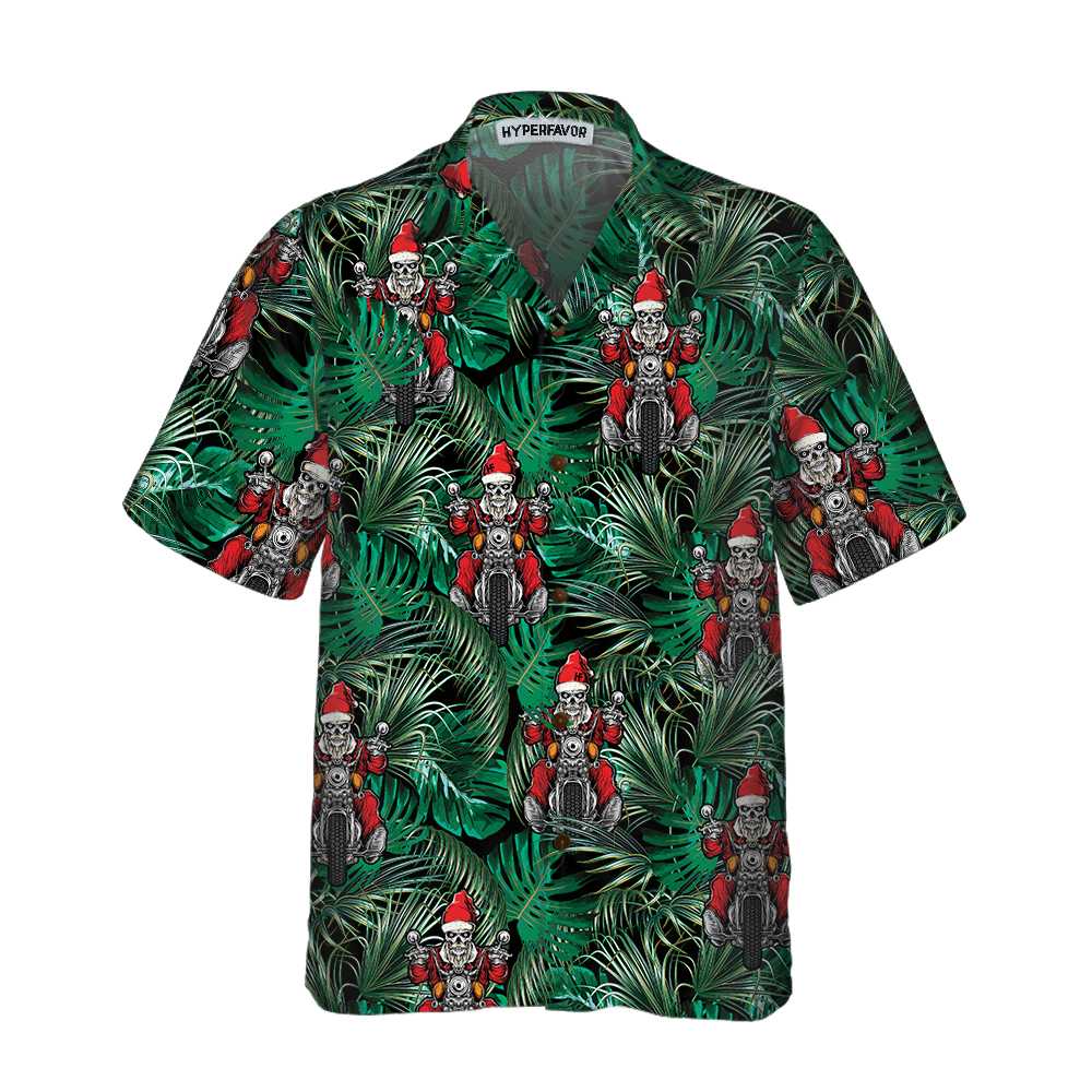 Santa Riding Motorcycle Christmas Hawaii Funny Hawaii Shirt For Men Ha51301