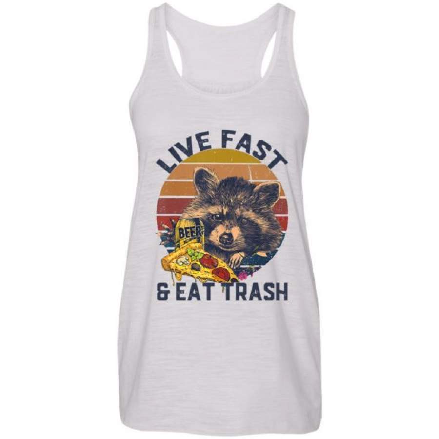 Camping Live Fast And Eat Trash Funny Raccoon Beer Tacos Shirts