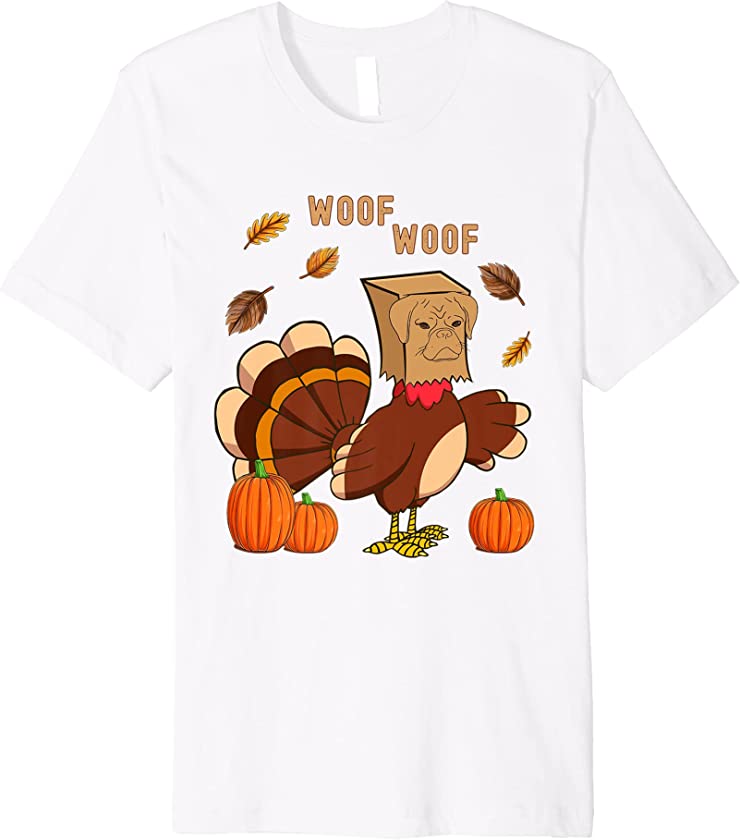 0 Thanksgiving Dog Funny Fake Puppy Woof Thanksgiving Turkey Premium T-Shirt