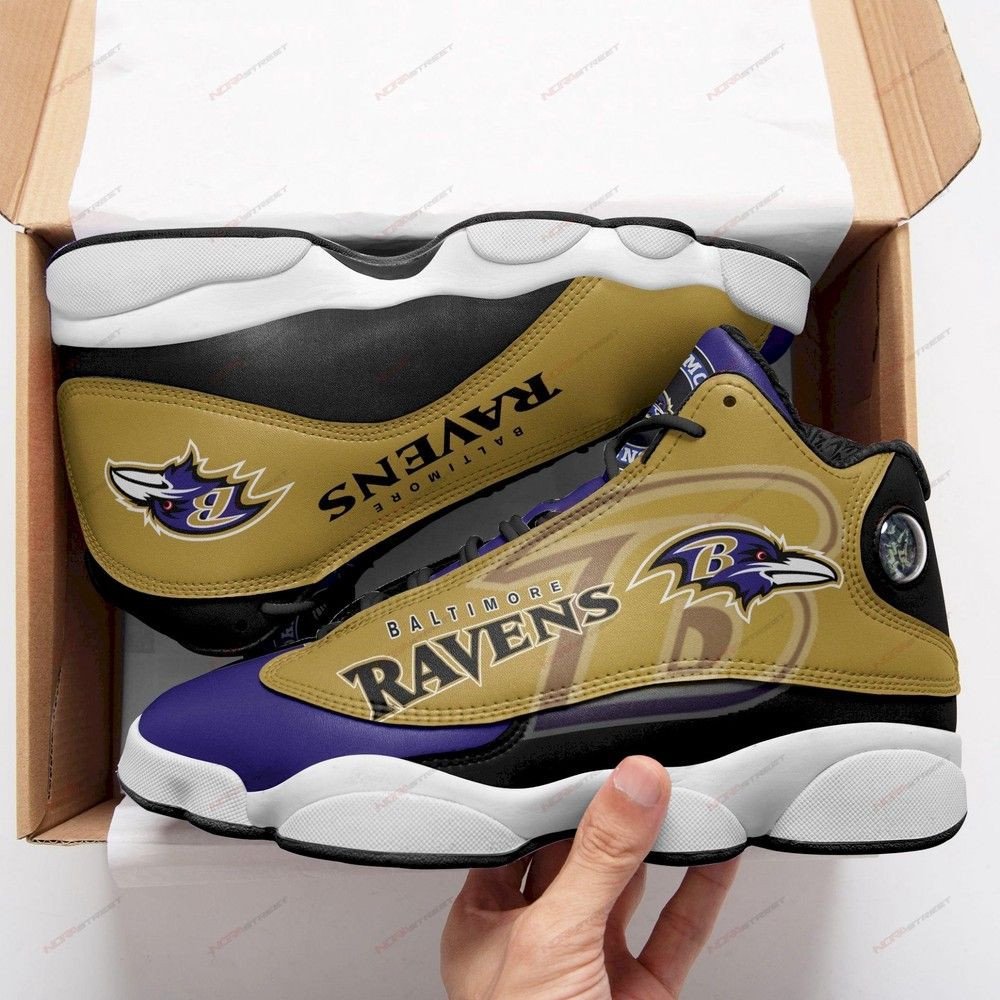 Baltimore Ravens Air Jordan 13 Sneakers Sport Shoes For Fan Sneakers Favorite Size