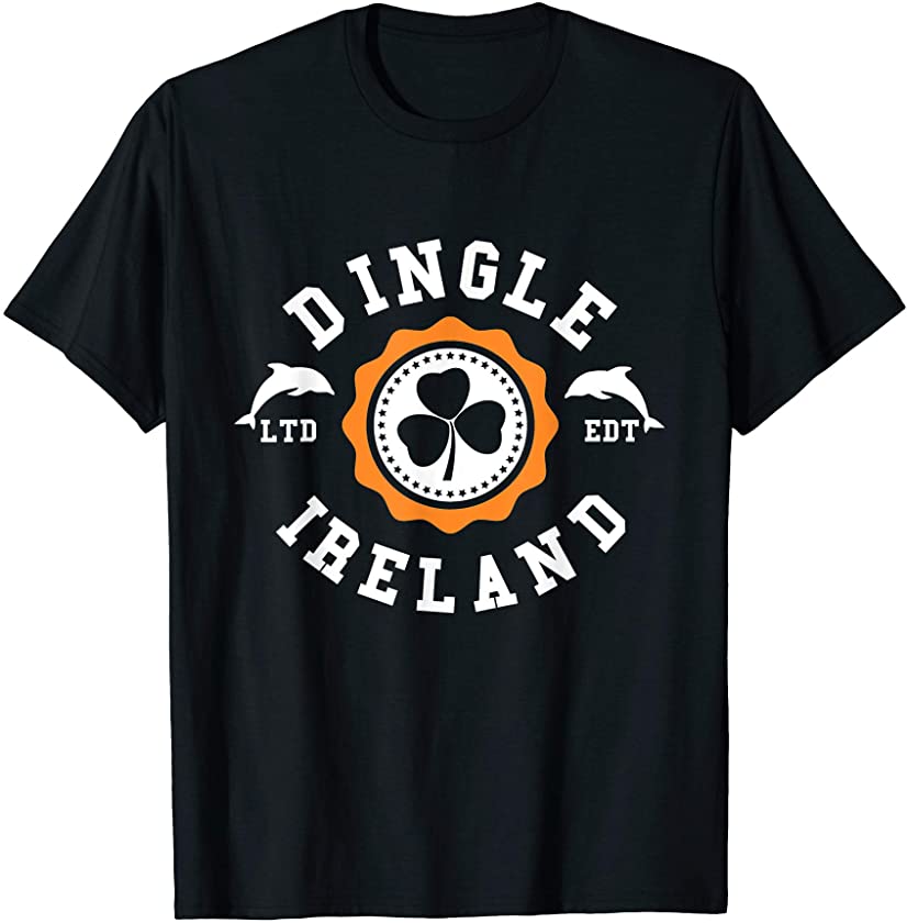 DINGLE KERRY DOLPHIN Ireland Shamrock Irish Badge T-Shirt