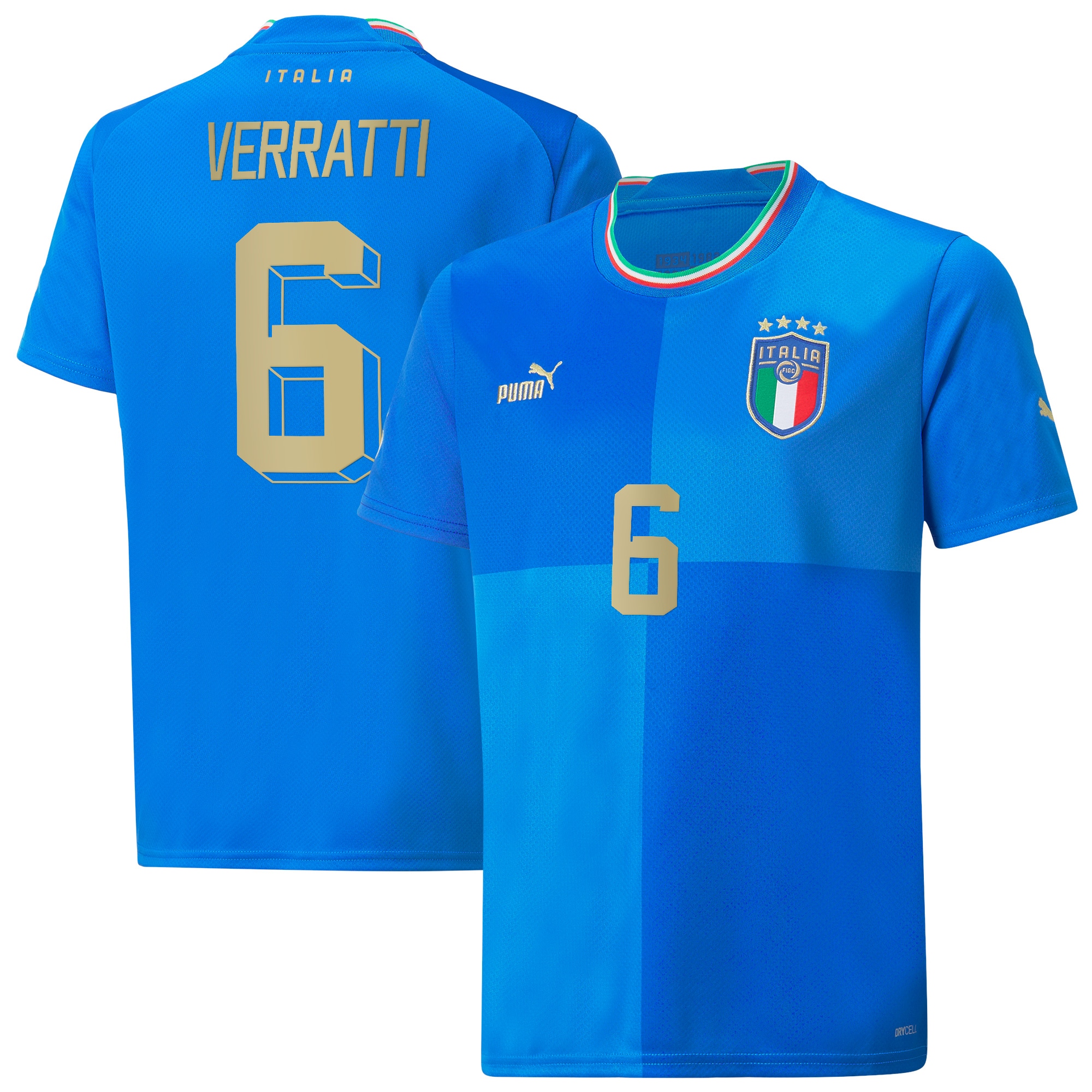 Marco Verratti Italy National Team Youth 2022/23 Home Replica Player Jersey – Blue