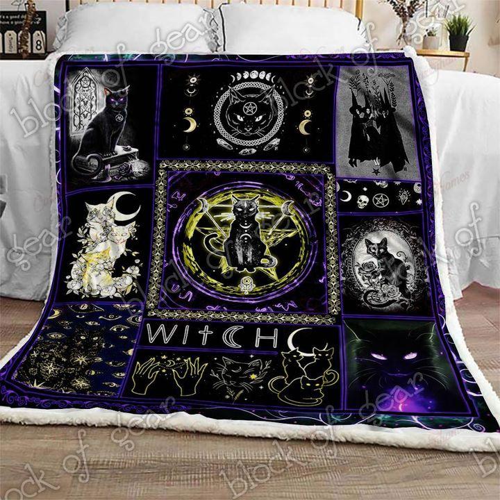 Black Cat Witch Fleece Blankets, Halloween Blanket, Halloween Throw Blanket, Halloween Fleece Blanket – Blanket, 30X40, Blanket Sofa Bed