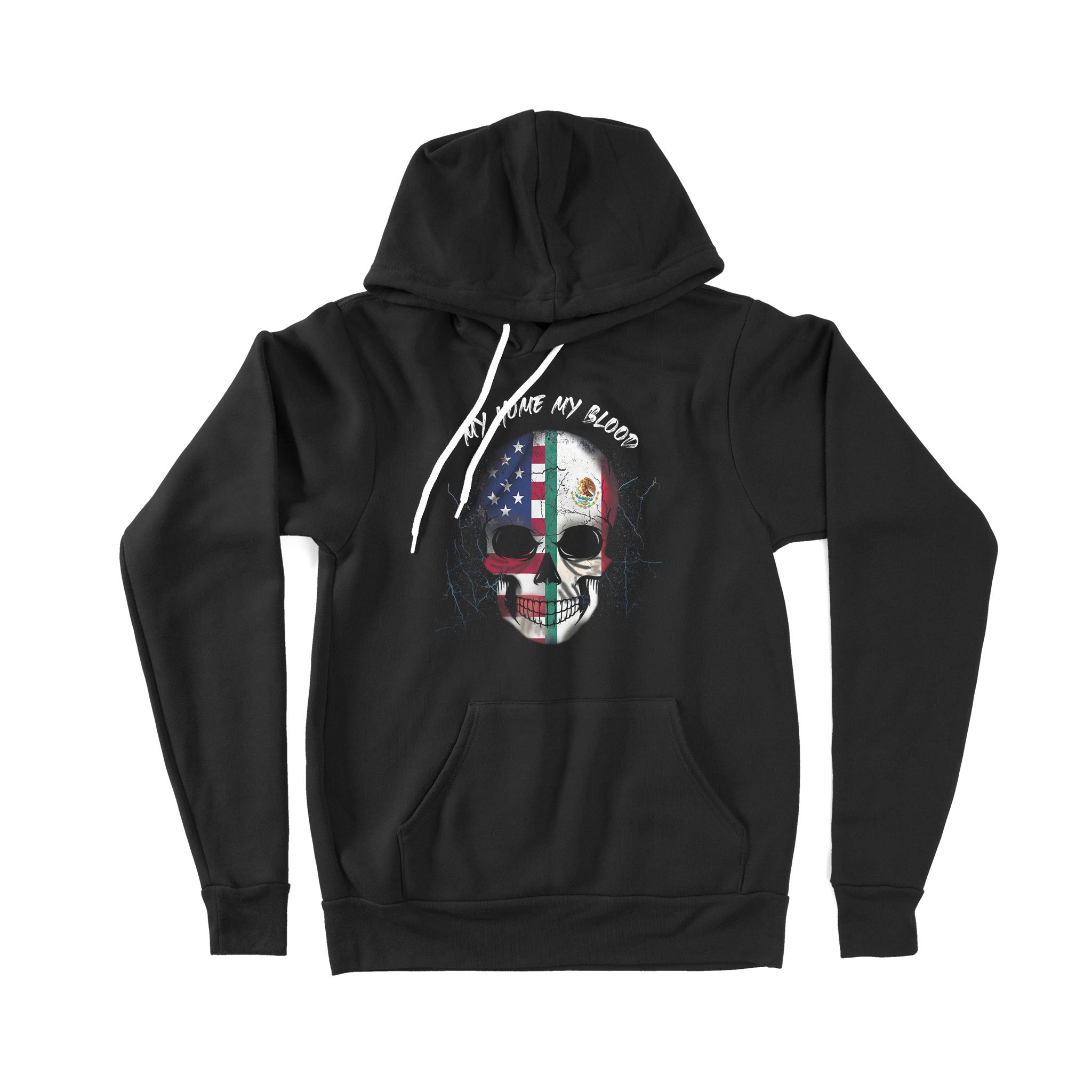 America My Home Mexico My Blood Skull With Flags Gift For Mexican – Premium Hoodie