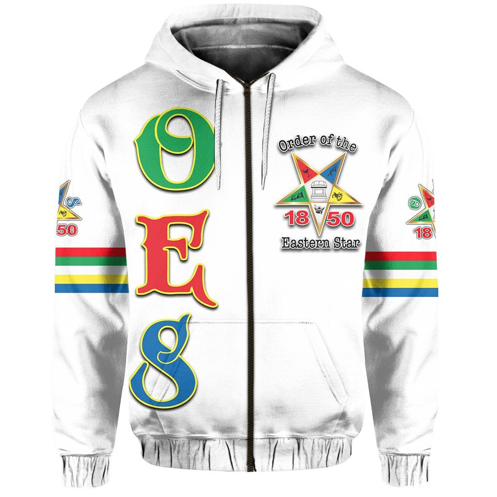 Order Of The Eastern Star Zip Hoodie 1850 White Style