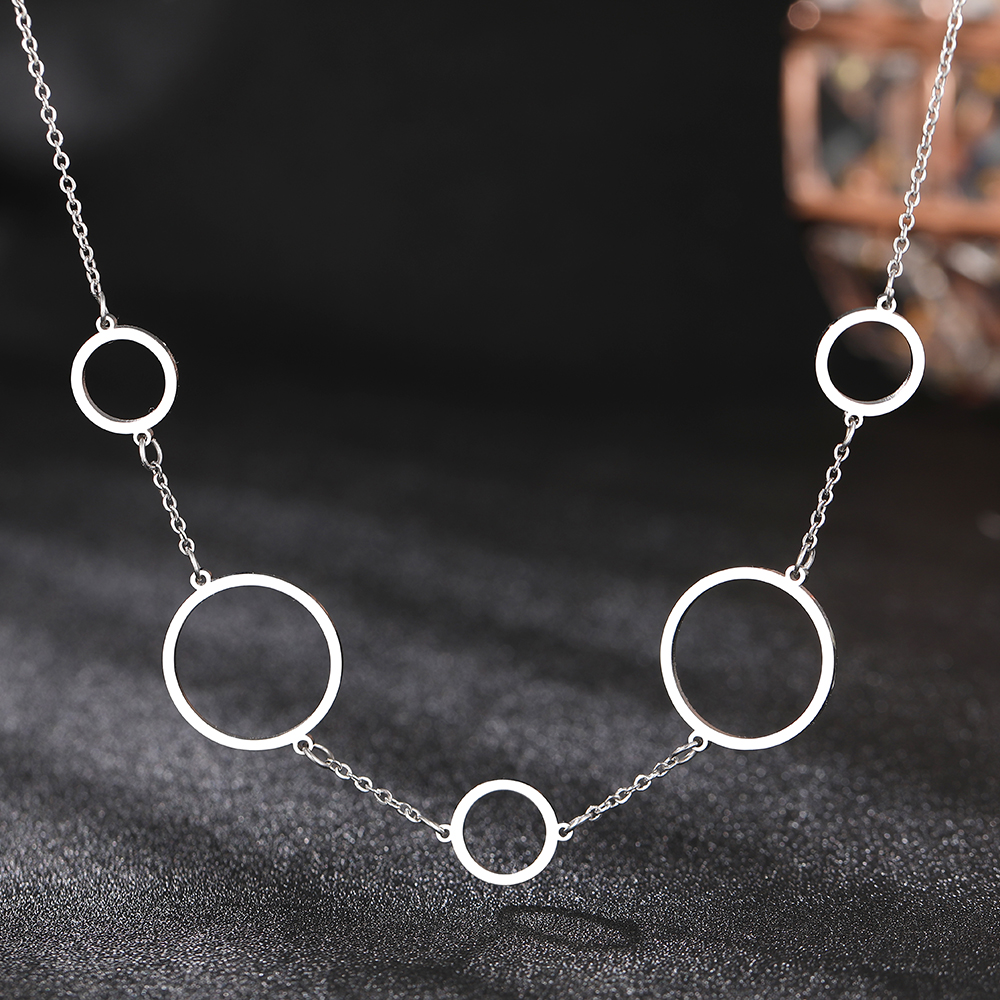 Stainless Steel Necklaces Multi-Accessory Geometric Circle Pendants Fashion Choker Chains Necklace For Women Jewelry Party Gifts alx