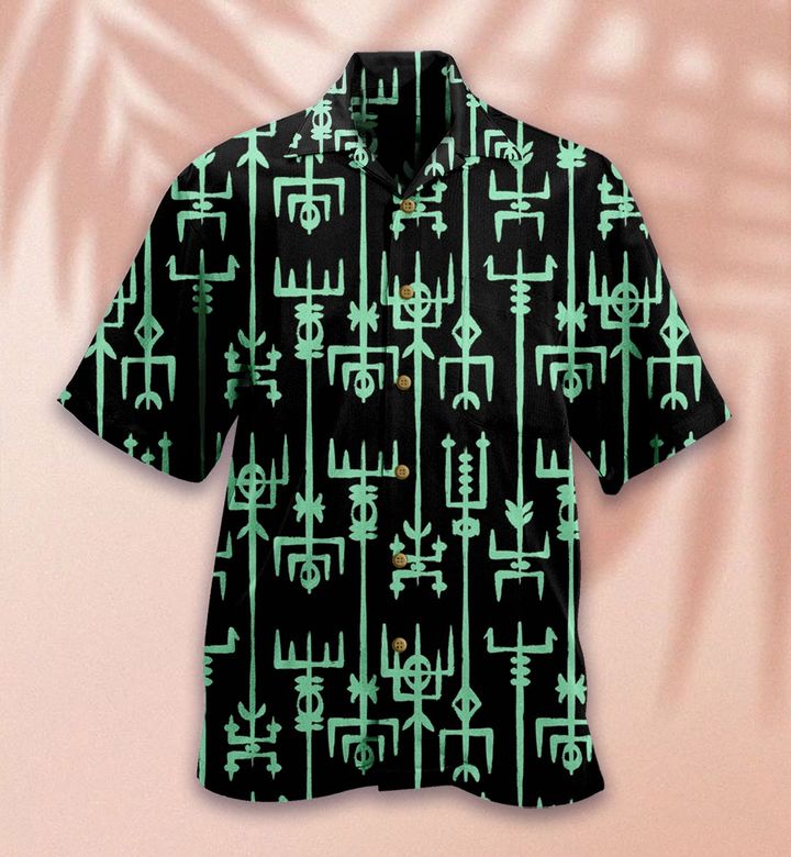 Dark Blue Viking Symbols Hawaii Shirt Ha50393