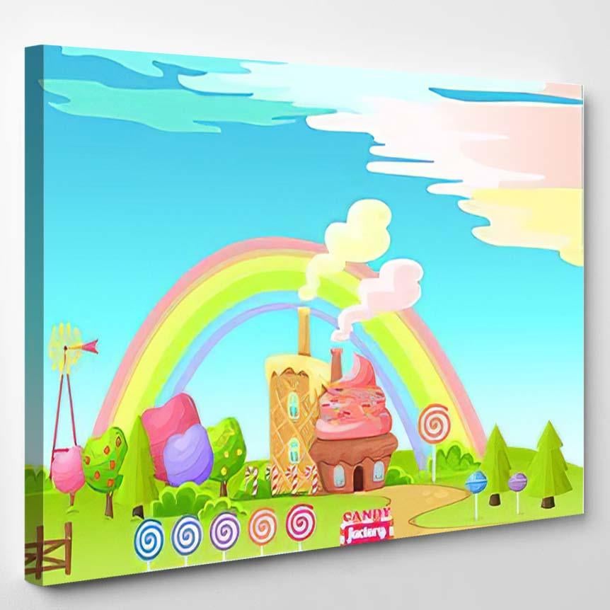 Candy Factory Cartoon Vector Concept Fantastic – Fantastic Canvas Print