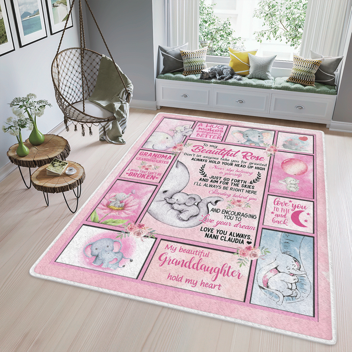 Wooni To My Beautiful Granddaughter – Elephant Area Rug, Rectangle Rug Wn07032298