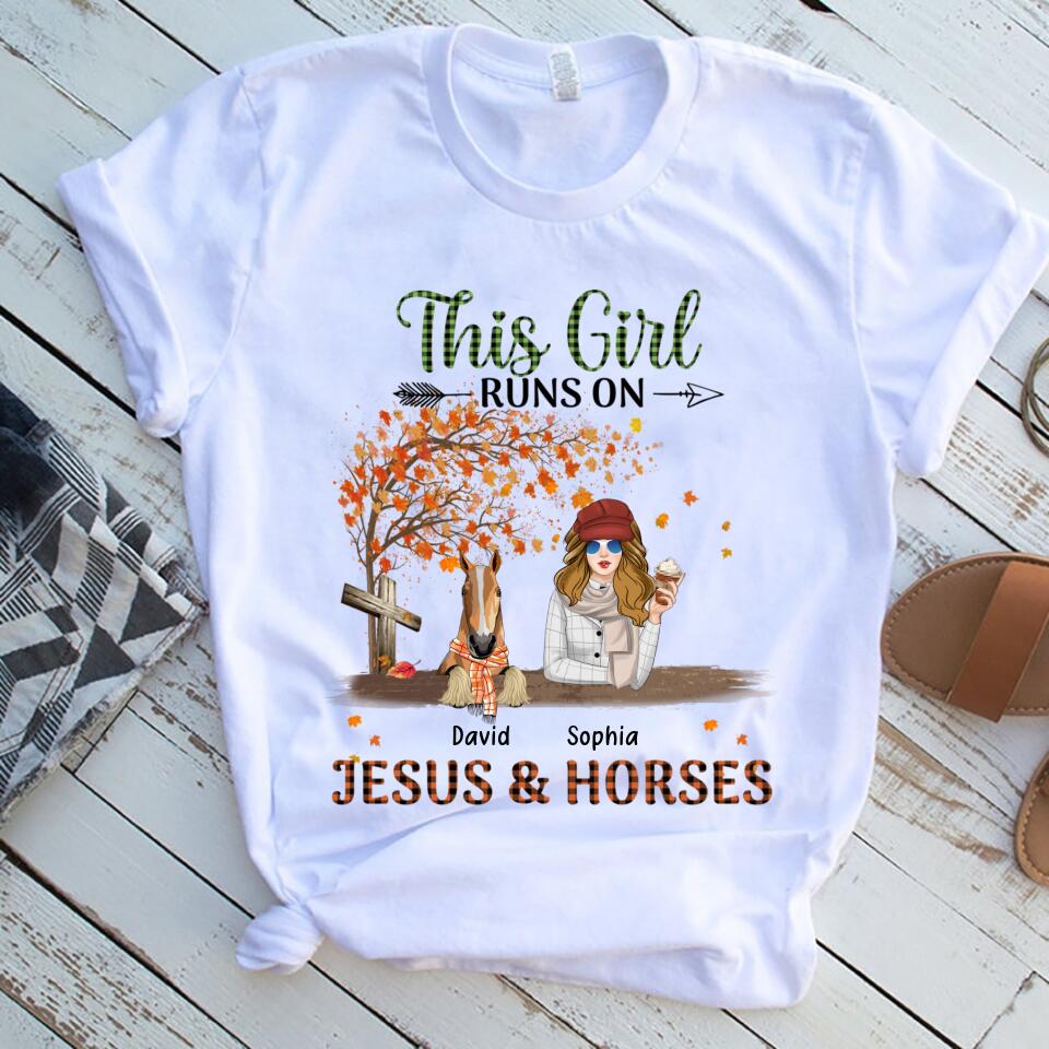 This Girl Runs On Jesus And Horses Autumn Customized Women Shirt – Trending Personalized