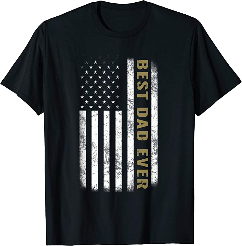 Best Dad Ever Vintage American Flag Tee Father’s Day Gift T-Shirt