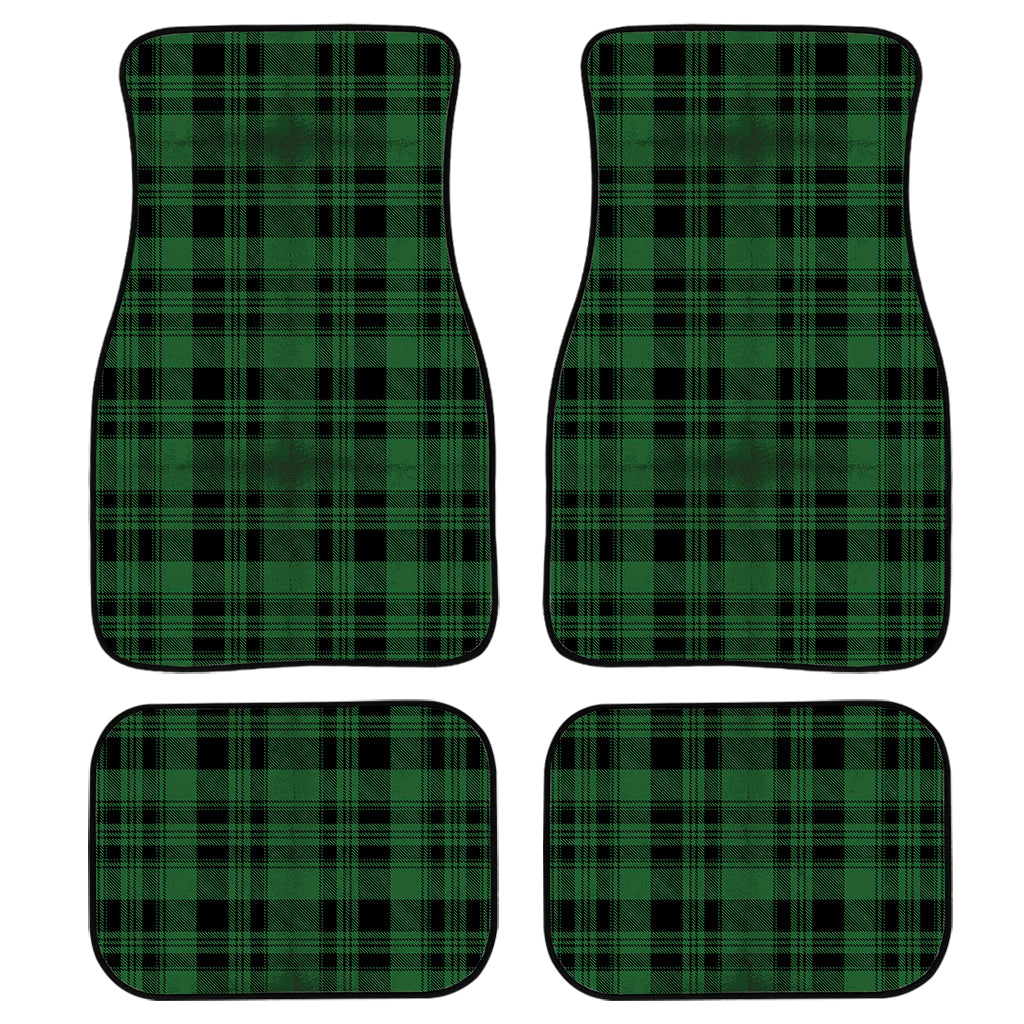 Green And Black Tartan Pattern Print Front And Back Car Floor Mats, Front Car Mat