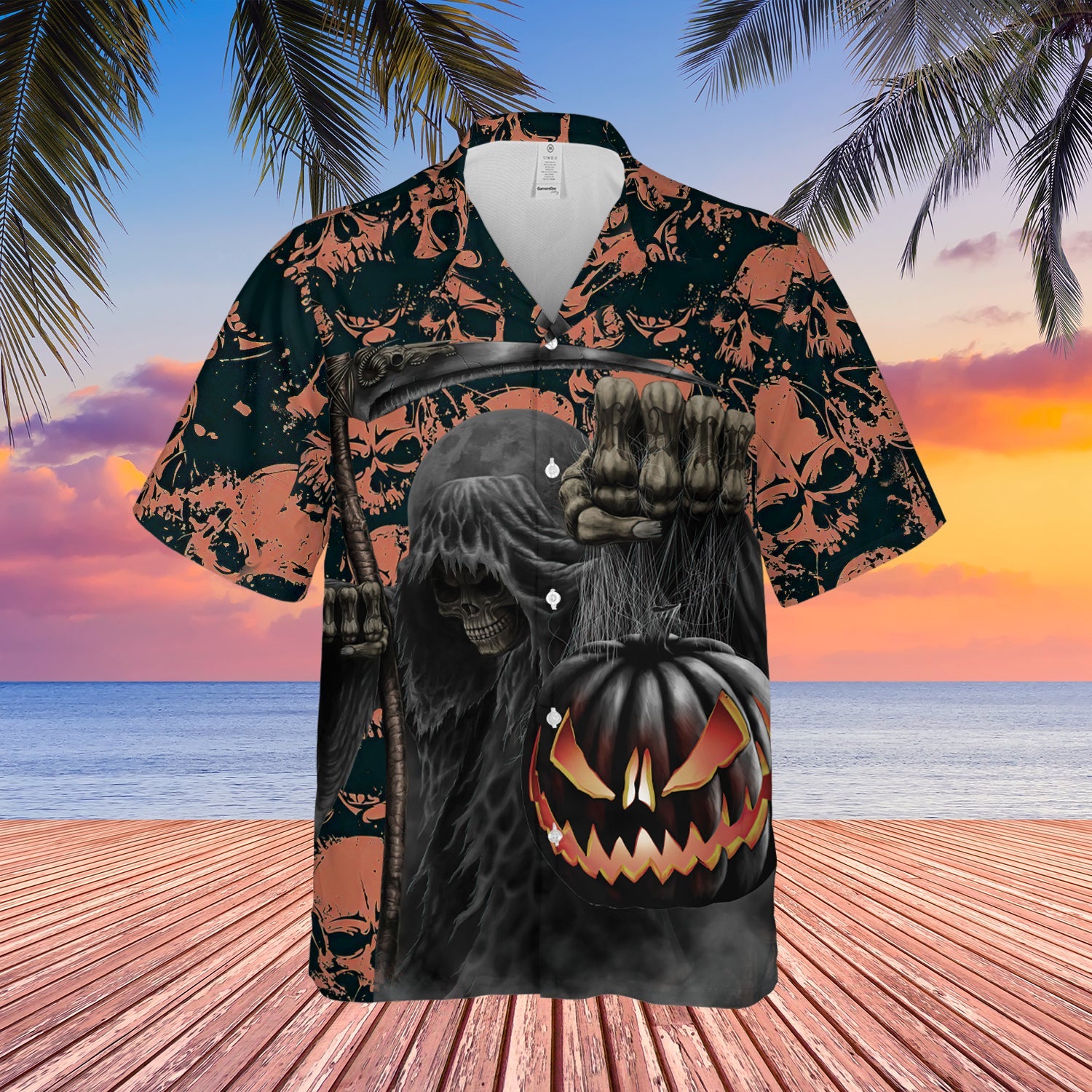 Pumpkin Skull Lantern Hawaii Lover Hawaii Shirt For Men Women Ha84263