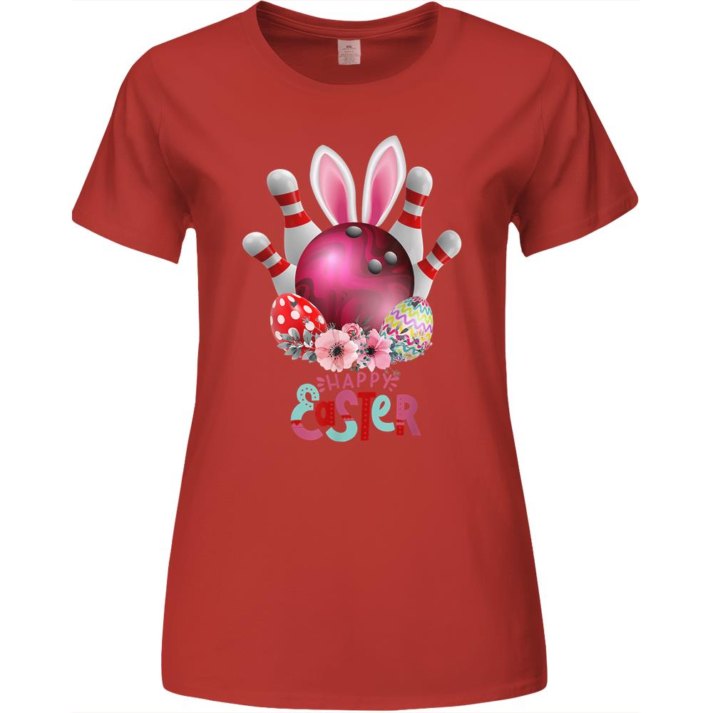 Bowling Happy Easter Day Bunny Eggs Gift Premium Womens Tshirts