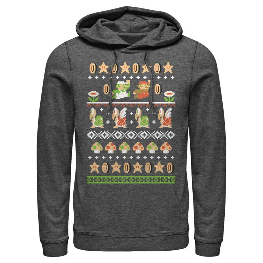 Nintendo Men’s Super Mario Bros Pattern  Lightweight Hoodie