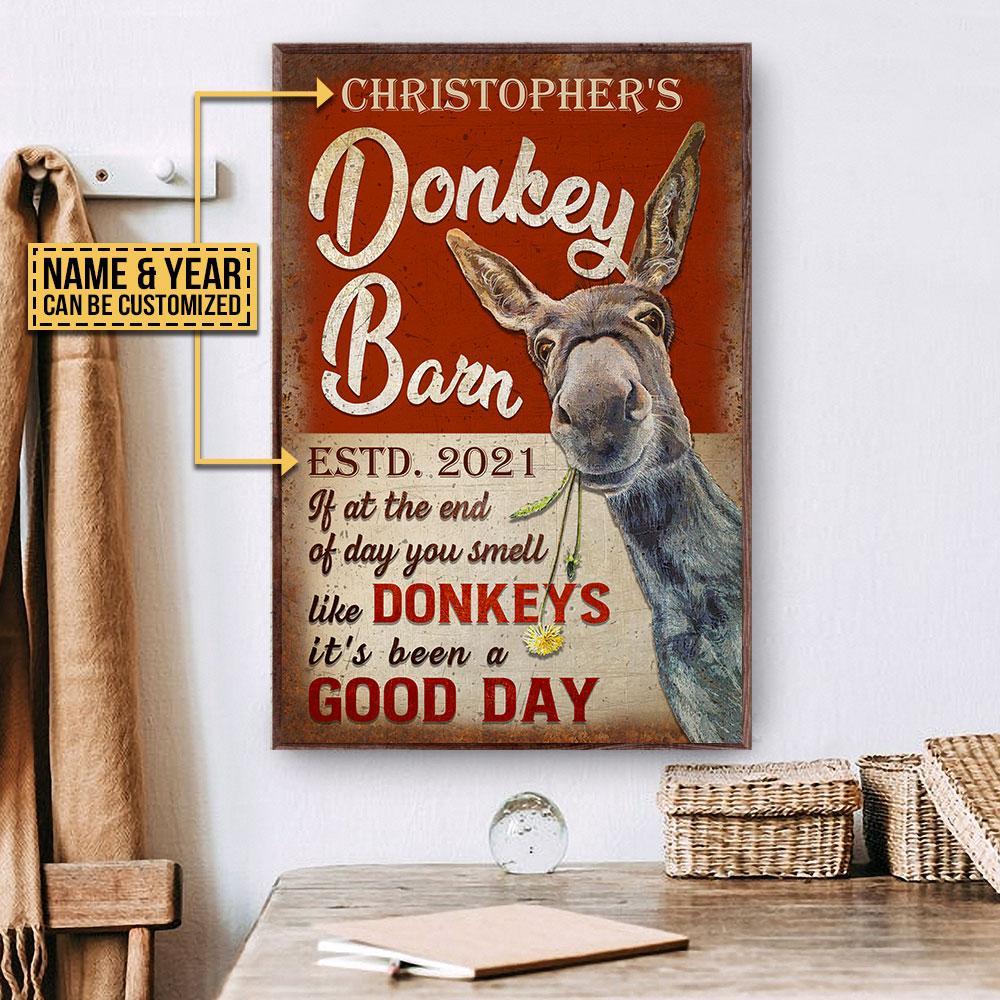 Aeticon Gifts Personalized Donkey Barn Good Day Canvas Mom Dad Gift Home Decor