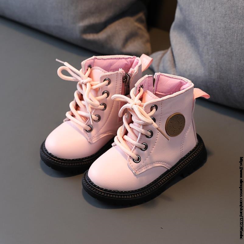 2022 Autumn Girls Boots PU Leather Waterproof Kid Baby Boots Shoes Fashion Flower Zip Rome Little Girl Ankle Boots alx