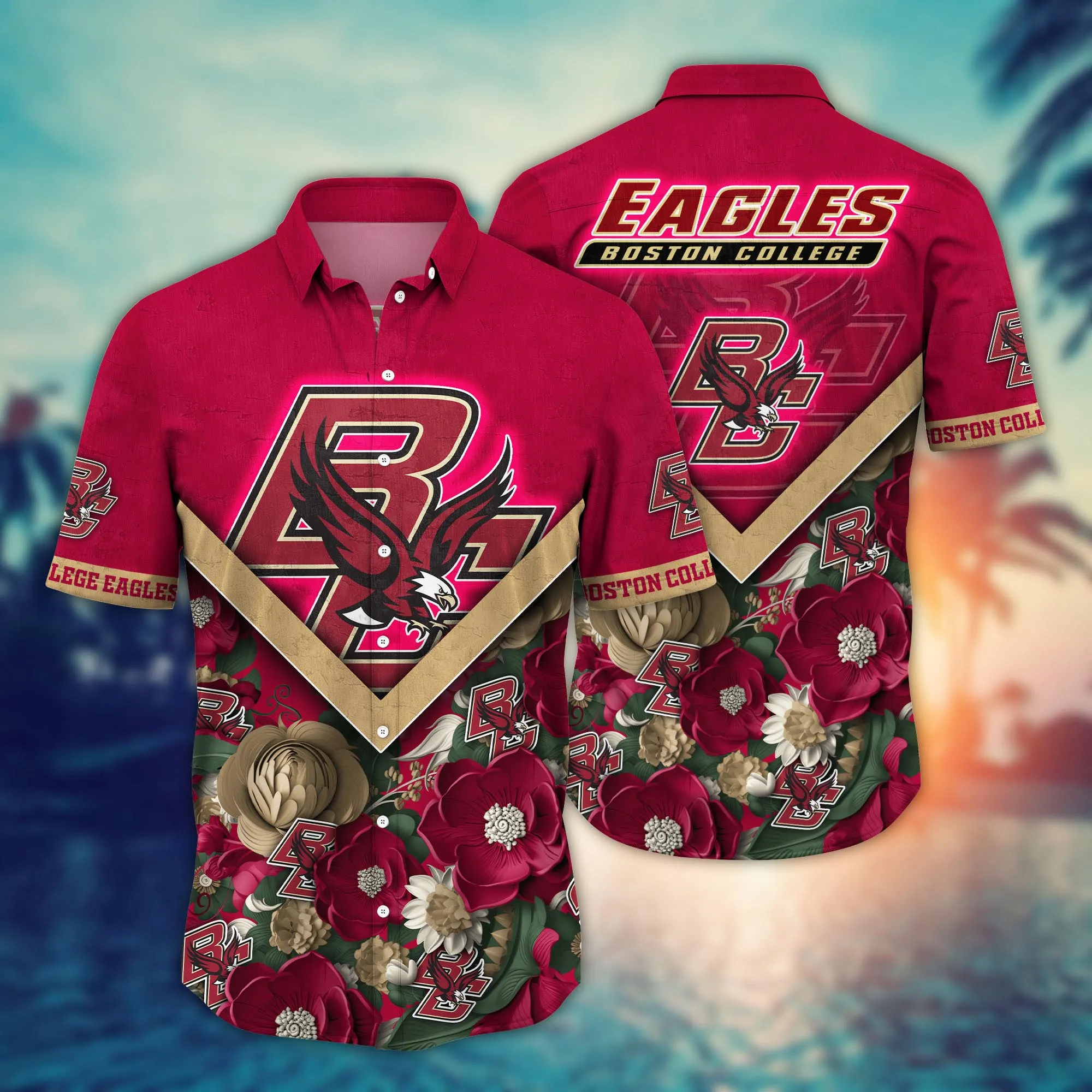 Boston College Eagles NCCA Hawaiian Shirt Custom Sunburn Aloha Shirt