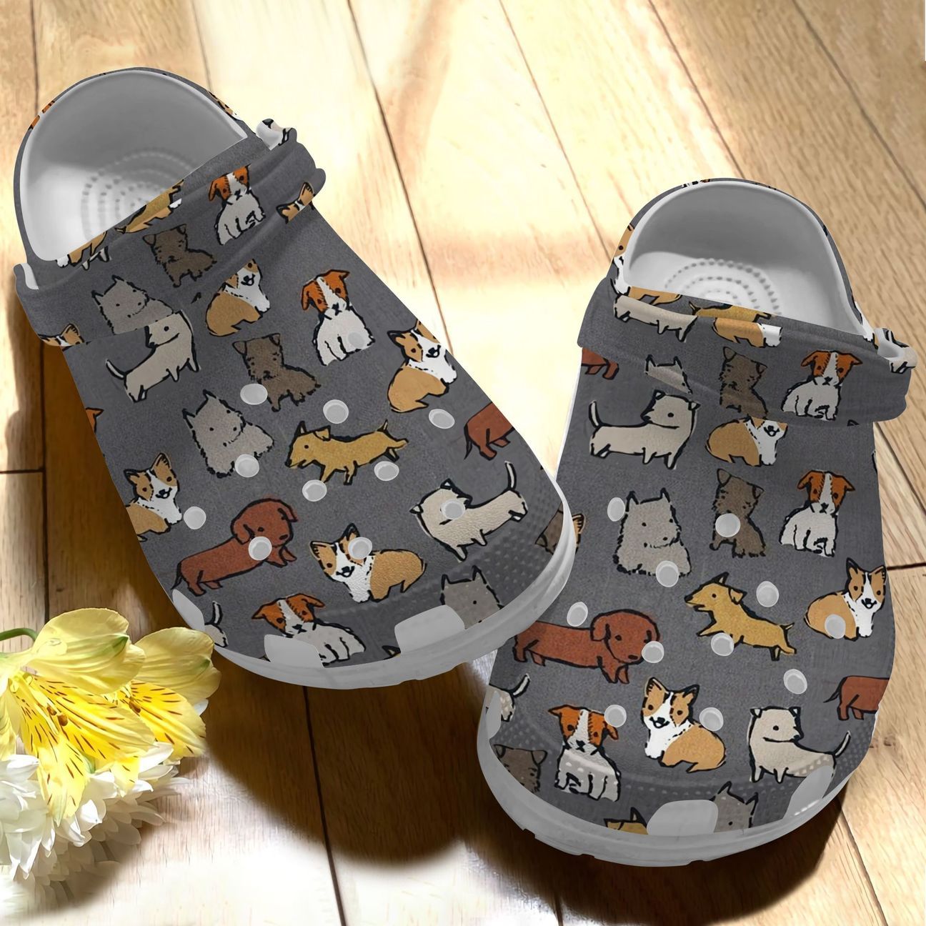 Corgi Personalize Clog, Custom Name, Text, Fashion Style For Women, Men, Kid, Print 3D Corgi With Friends