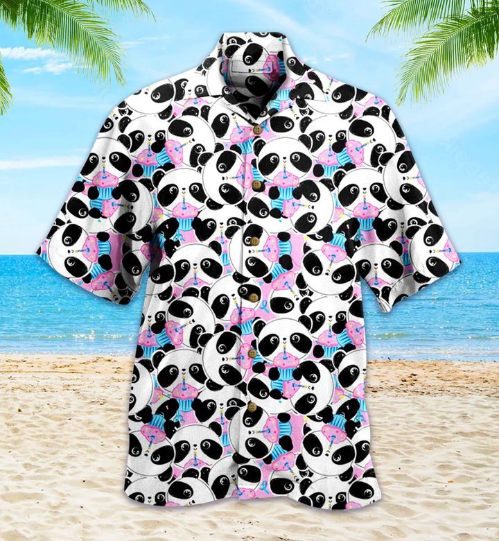 Panda With Cupcake Patterns 3D Hawaiian Shirt