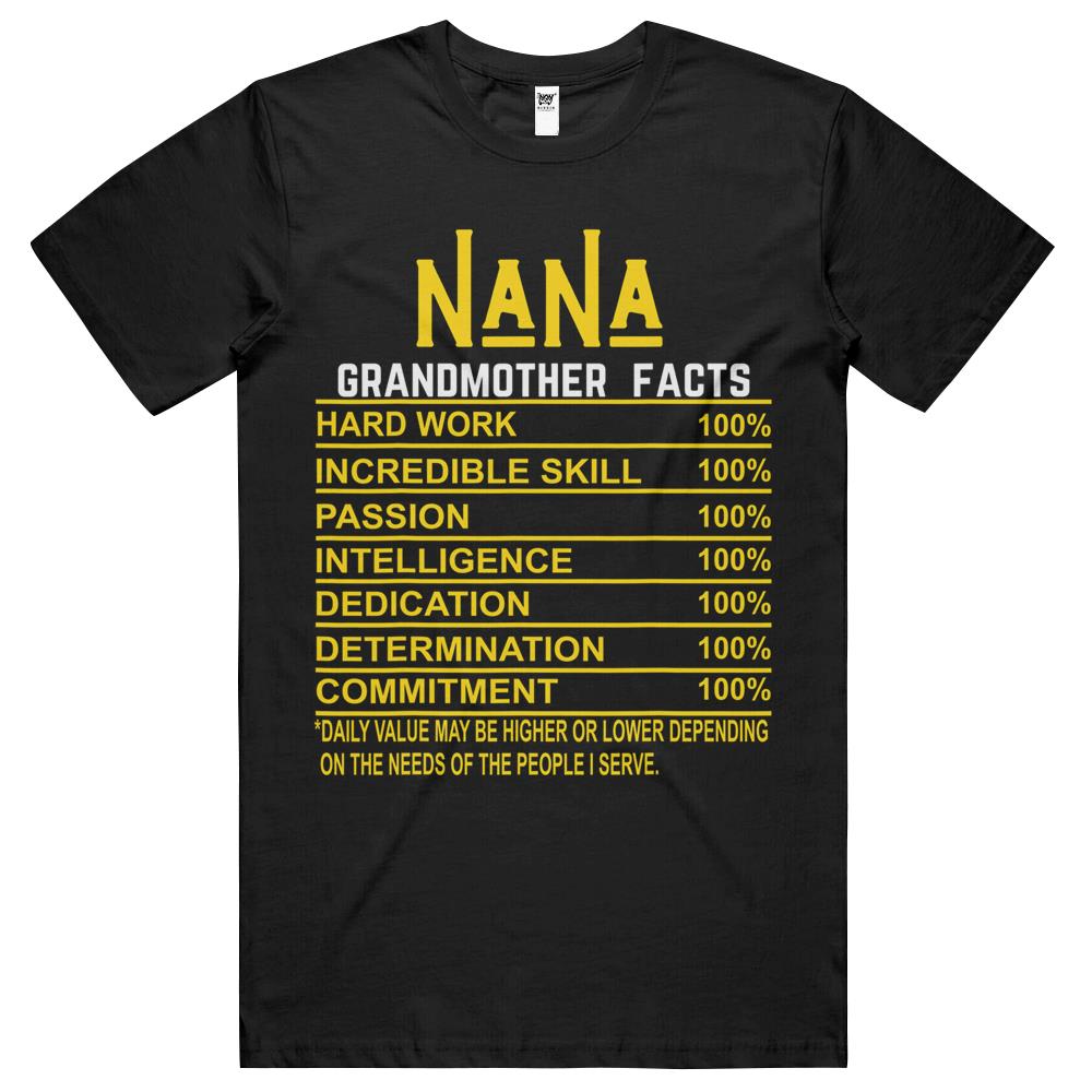 Nutritional Facts Shirt, Nutrition Facts T Shirt, Nana Grandmother Facts Grandma Nutritional Fact T Shirts