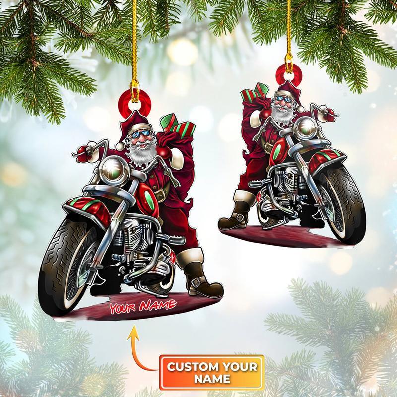 Personalized Santa Biker Custom Shape Ornament