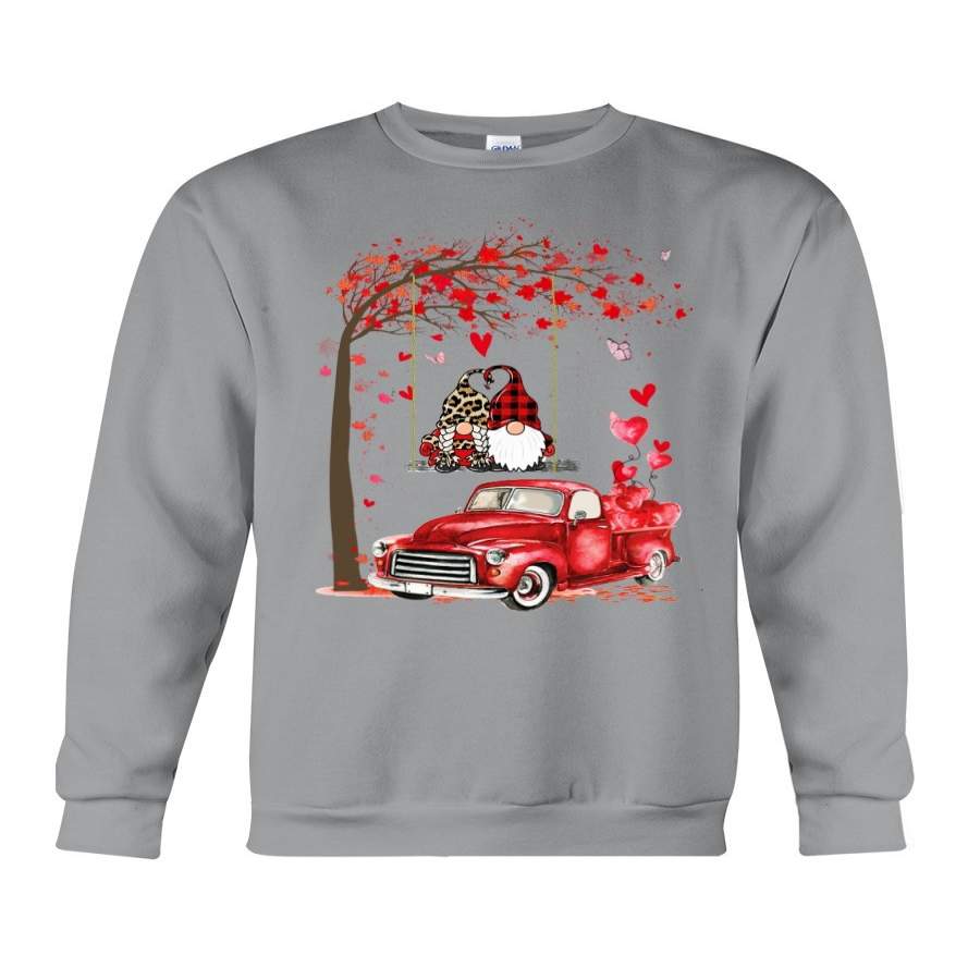 Gnome Red Truck Couple Valentine Gift Sweatshirt