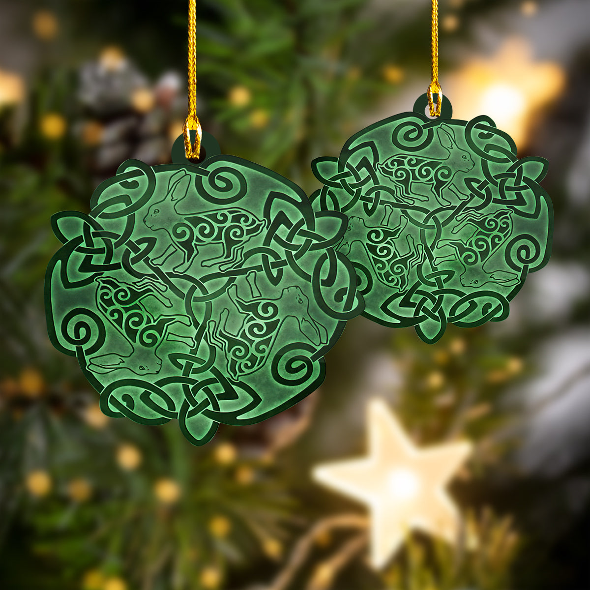 Custom Shaped Ornament – Celtic Cross Rabbit- Hdmt