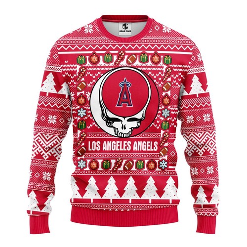 Los Angeles Angels Grateful Dead Christmas Gift For Fan Ugly Wool Sweater Christmas