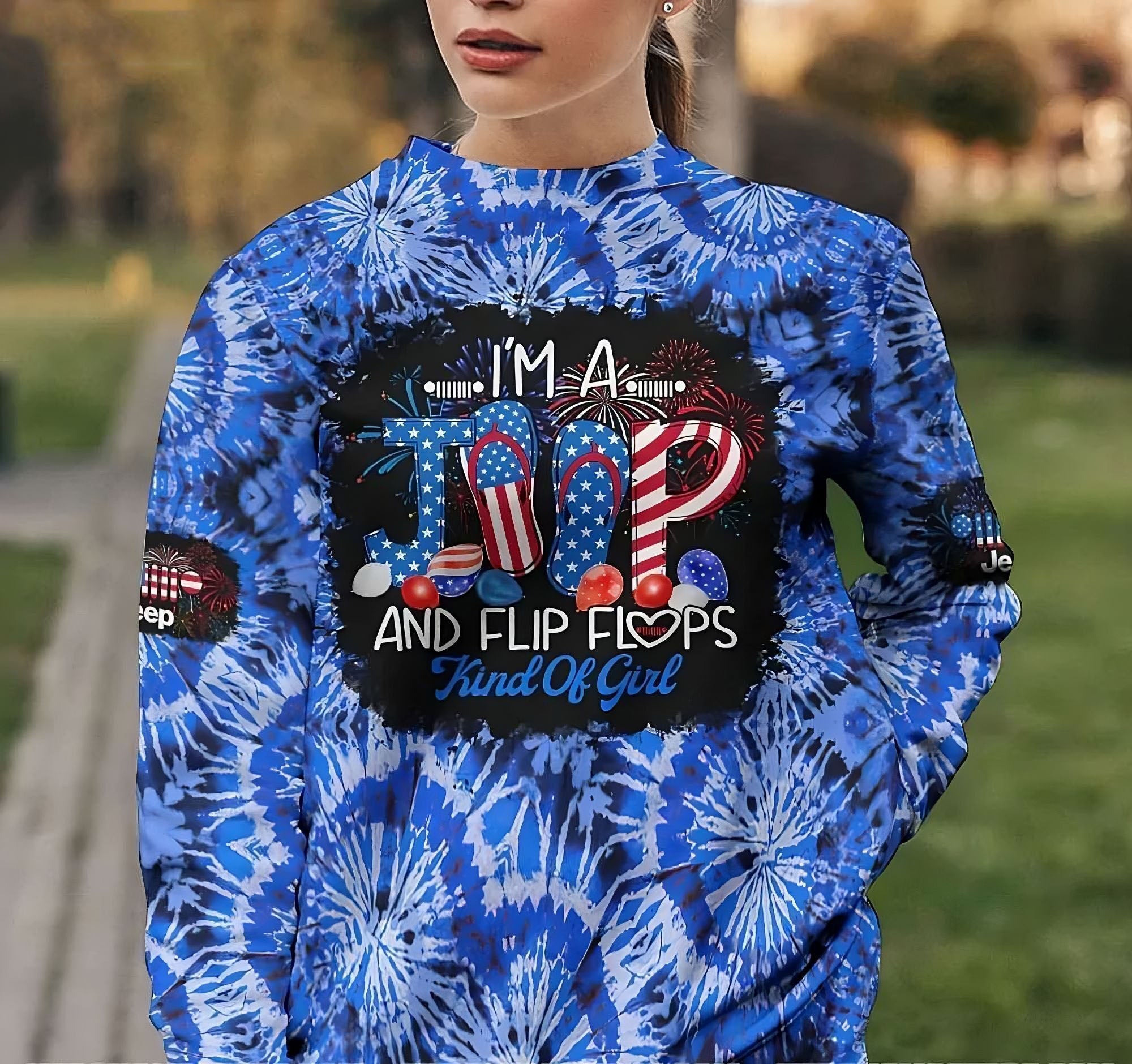 Jeep And Flip Flops Kind Of Girl All Over Print Sweatshirt