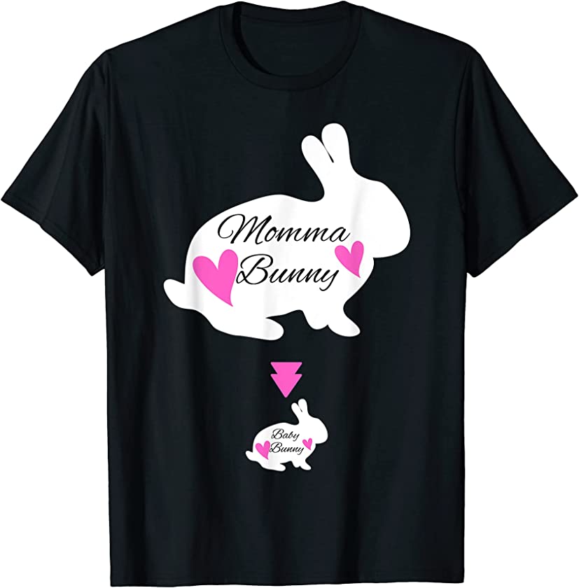 Cute Mom bunny Easter Heart eggs for pregnant momma or wife T-Shirt