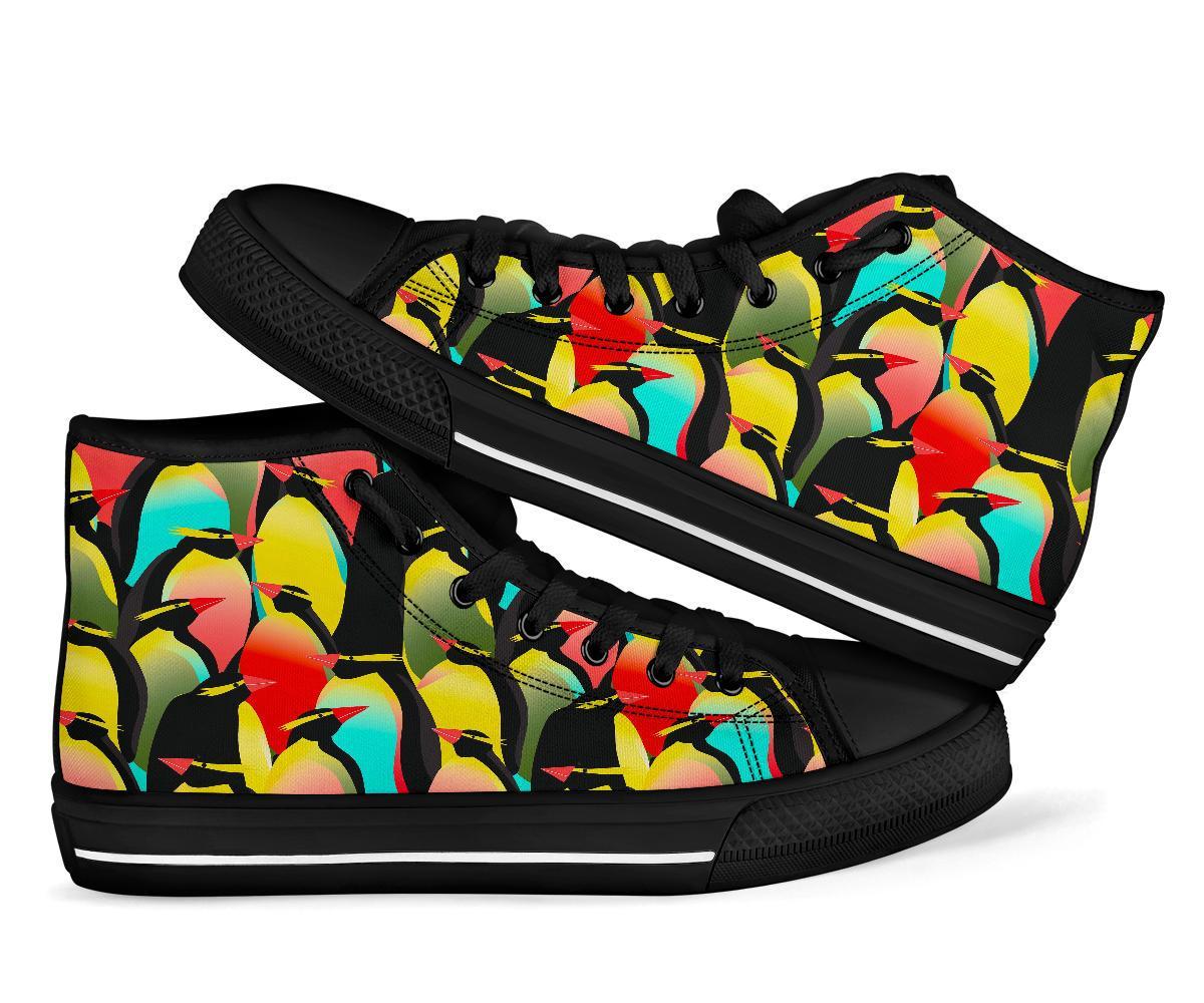 Colorful Penguin Pattern Print Men Women’S High Top Shoes