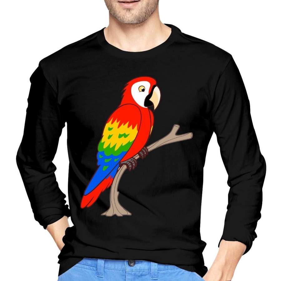 Men’S Long Sleeve T-Shirt Fashion Cartoon Parrot Creative Autumn T-Shirt Cotton Tee