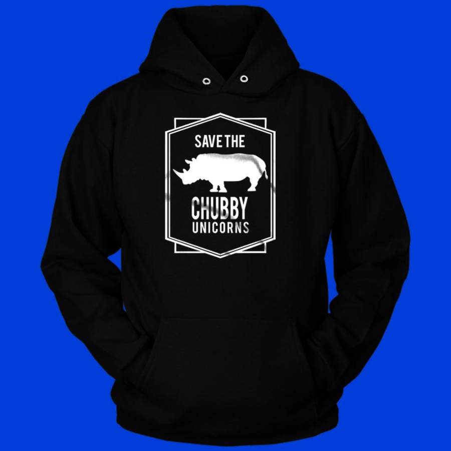 Save The Chubby Unicorns Funny Unicorn Animal Humor Unicorn Rhino Men’S Hoodie