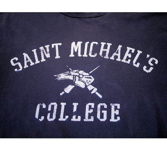 St Michael S College Shirt Retro Navy Blue Vintage School Athletic Workout Shirt