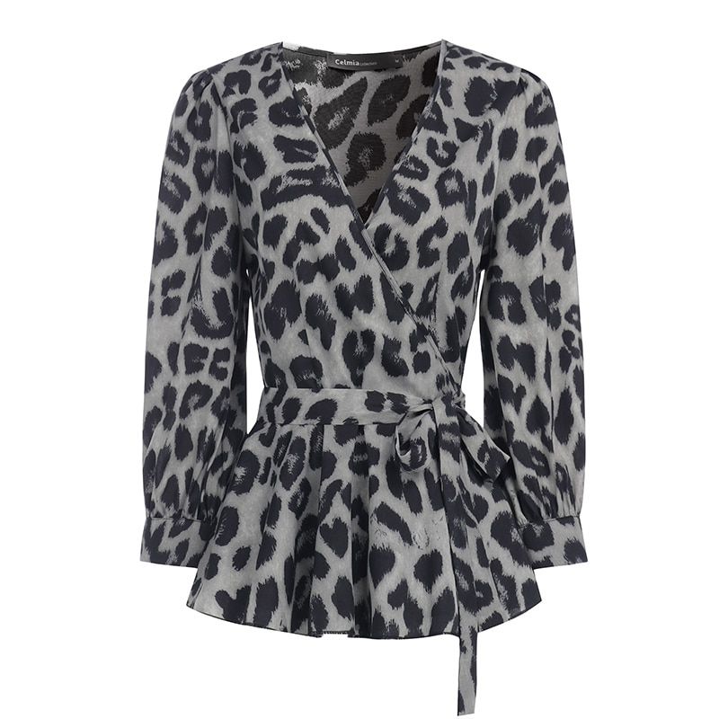 Blouses Elegant Office Tunic Shirt Leopard Print