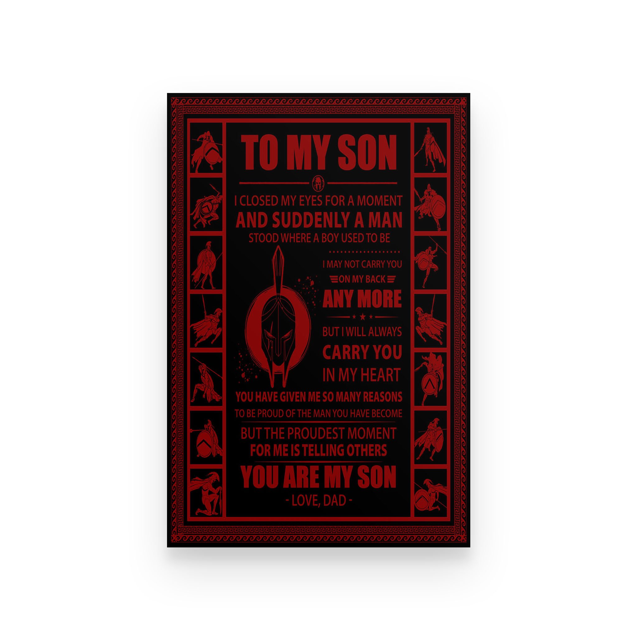 Spartan poster  dad to son i will always carry you in my heart