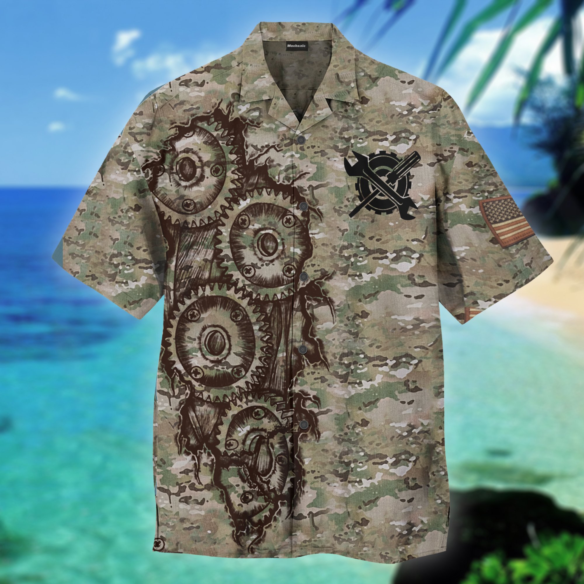 Mechanic Us Army Camo Hawaii Shirt Ha47070